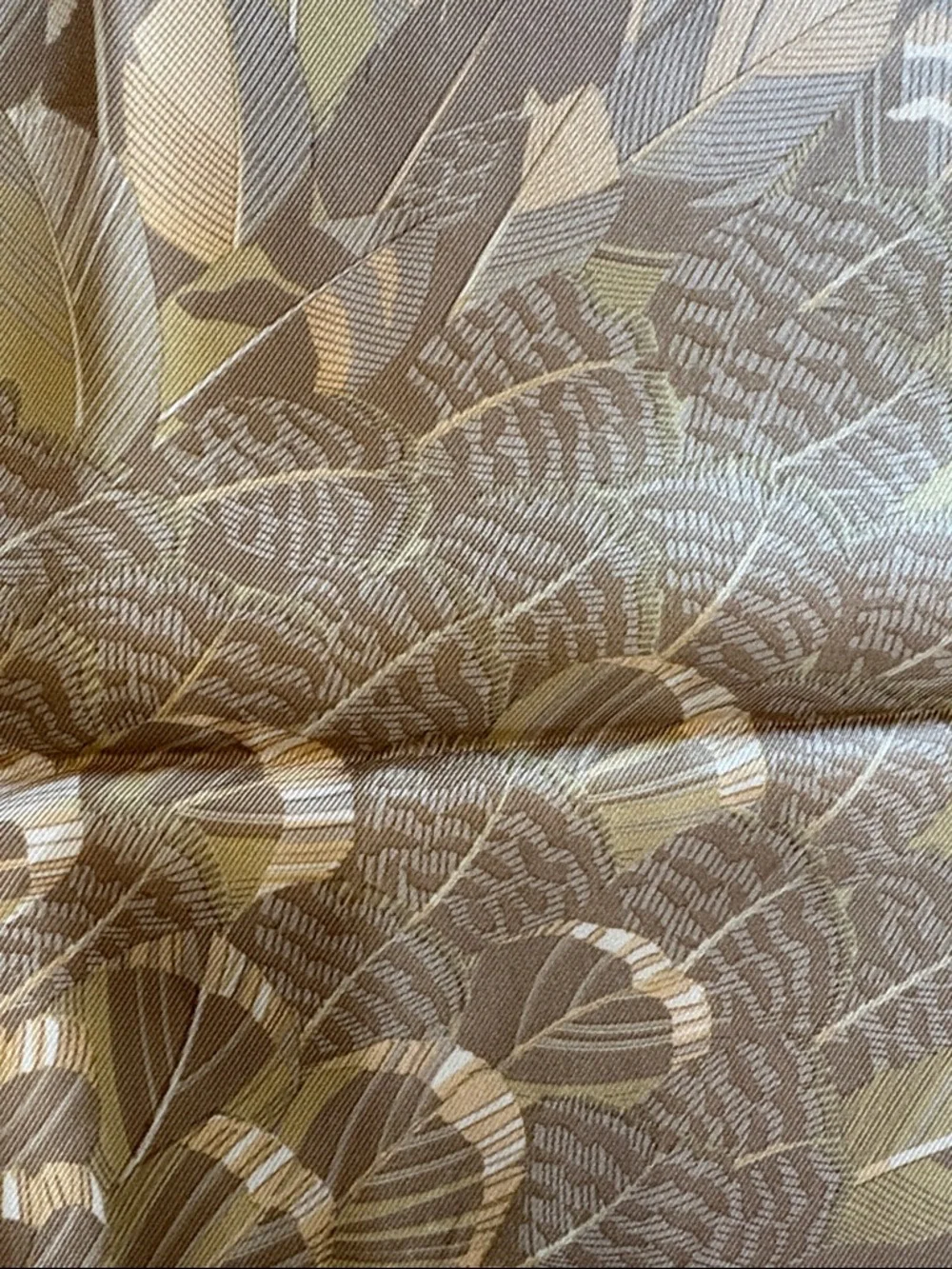 Vintage Holland & Holland Beige Feather Print Silk Scarf